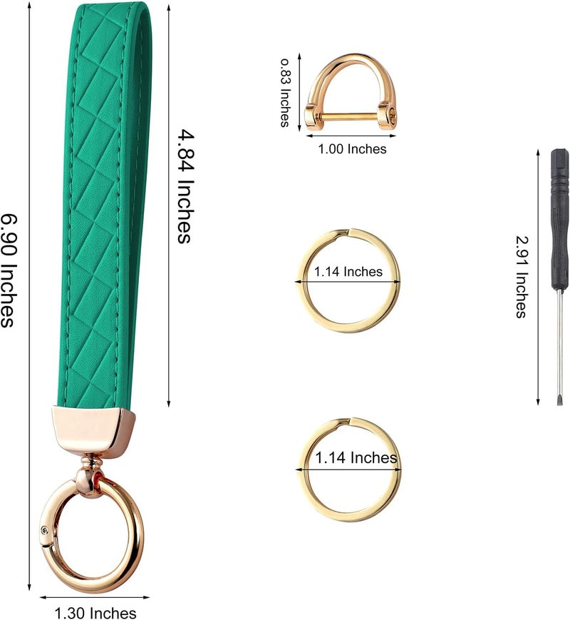 Weixiltc Leather Wristlet Keychain, Car Key Chain Holder with 2 Key Ring & Anti-Lost D Ring, Key Fob Wristband for Women - Image 2
